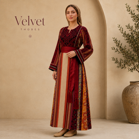 Crimson Heritage Embroidered Thobe