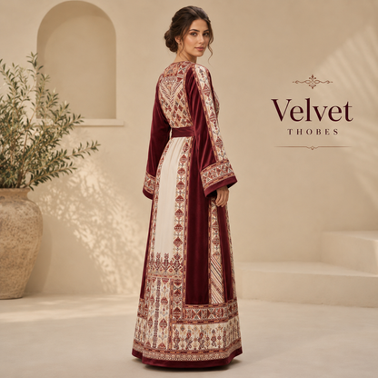 Burgundy Ivory Heritage Thobe