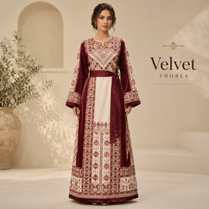 Burgundy Ivory Heritage Thobe